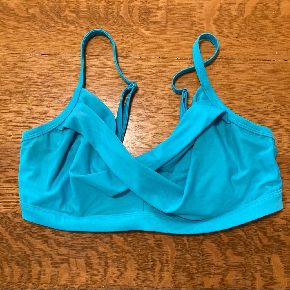 Athleta Bright Turquoise Cross-Front Bikini Top